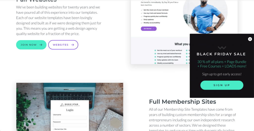 An example of a slide in pop up to promote and offer on your website.