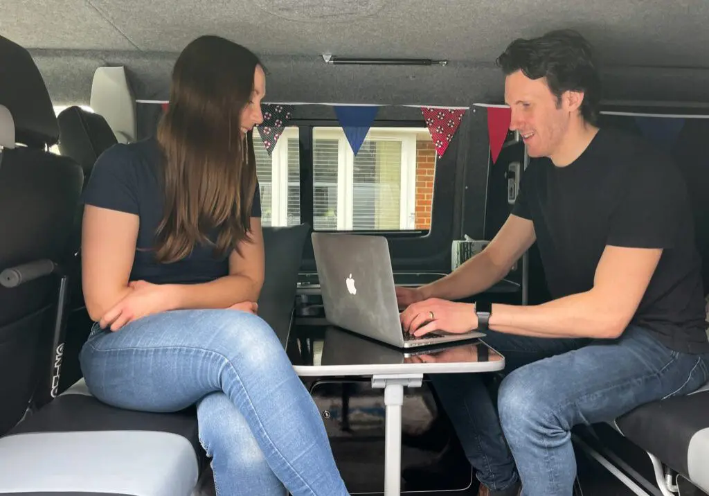 Chris and Jude working from their camper