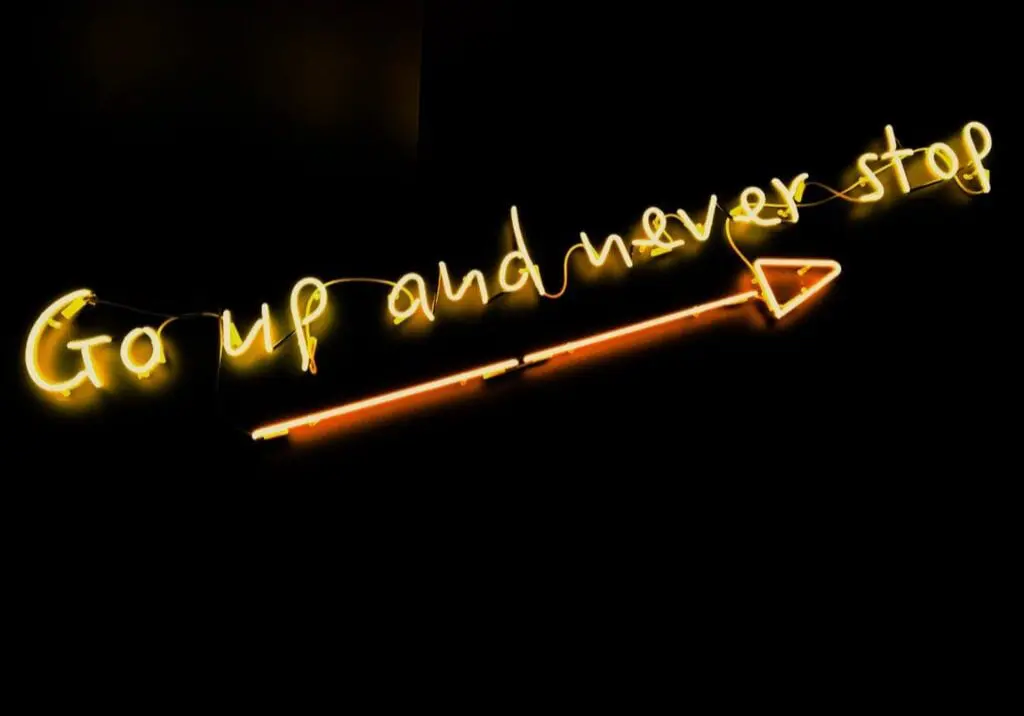 "Go up and never stop" in lights