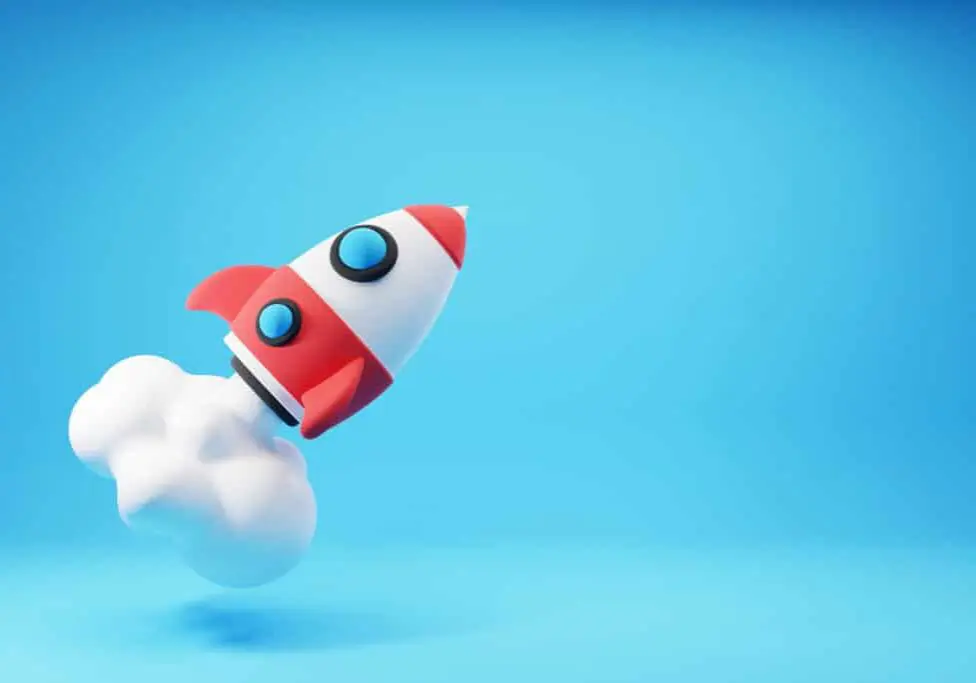Rocket Launch illustration on blue background