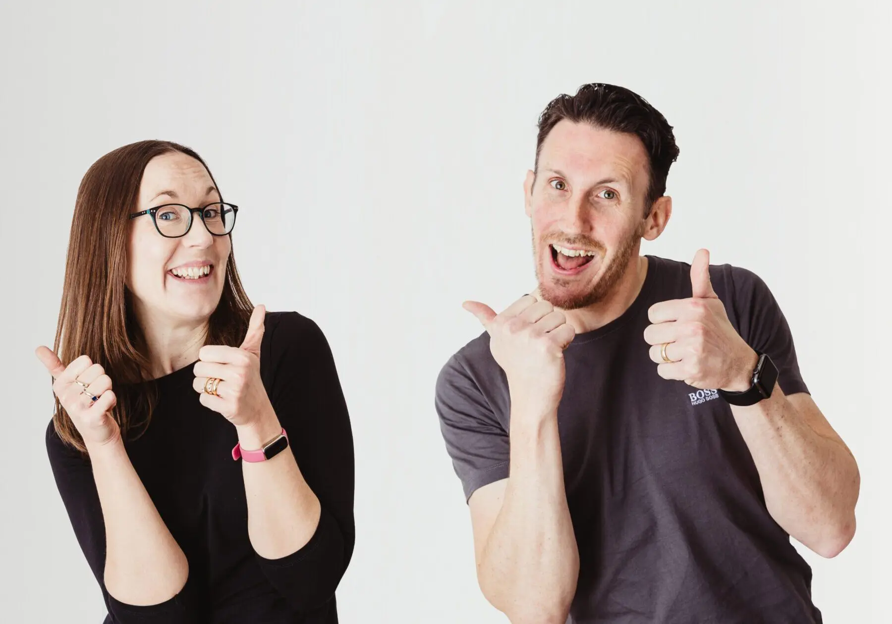Chris and Jude Wharton sticking up their thumbs