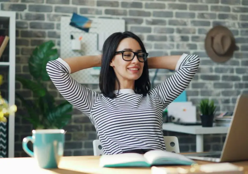 Woman happy at computer