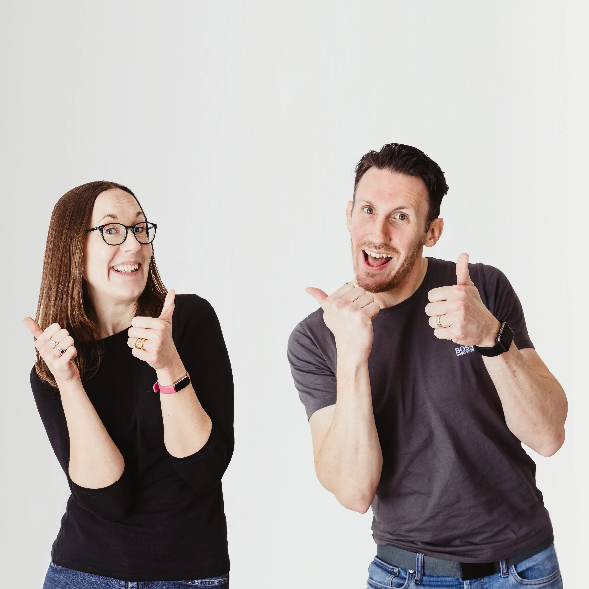 Chris and Jude Wharton sticking up their thumbs