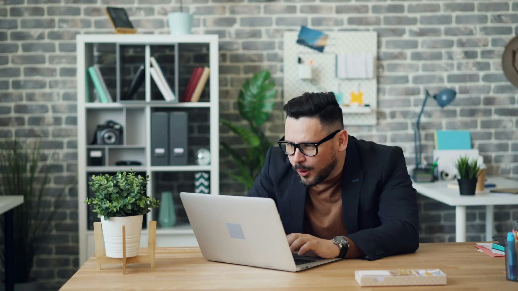 Man happy at computer