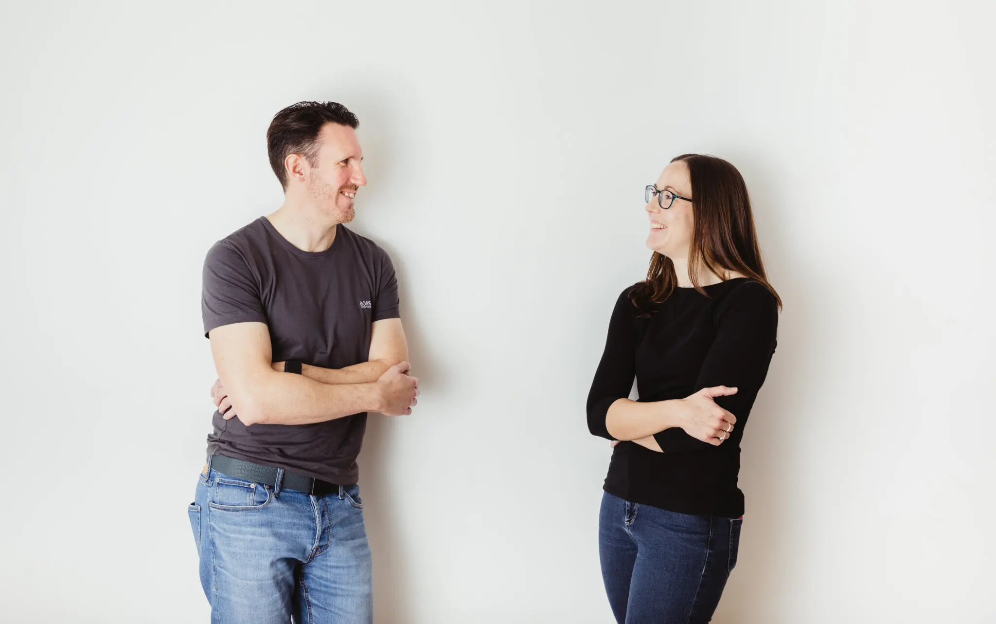 Chris and Jude Wharton facing each other