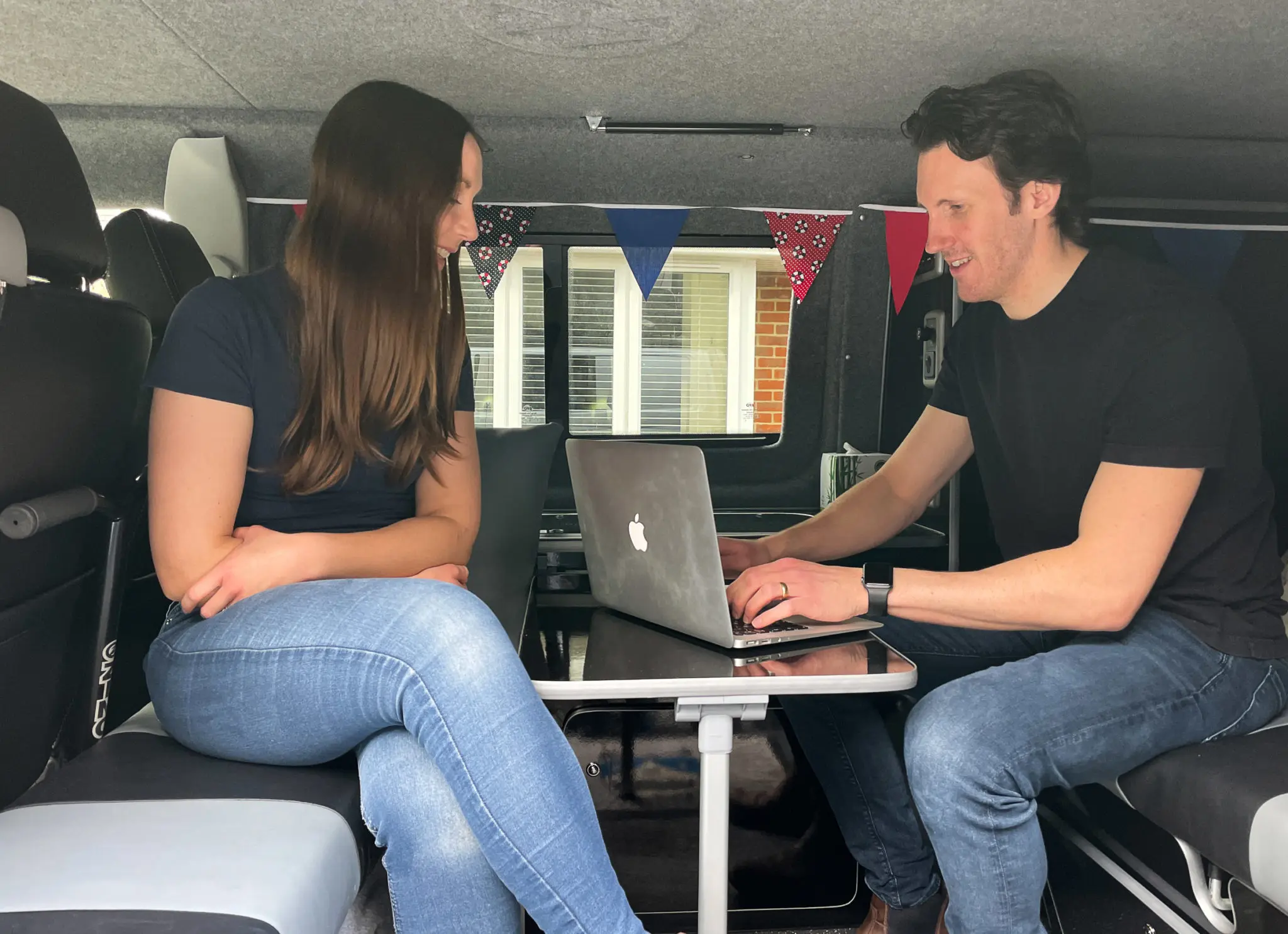 Chris and Jude working from their camper