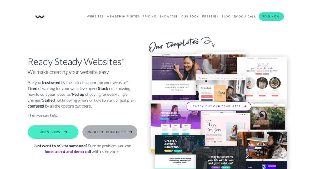 Homepage example from Ready Steady Websites®