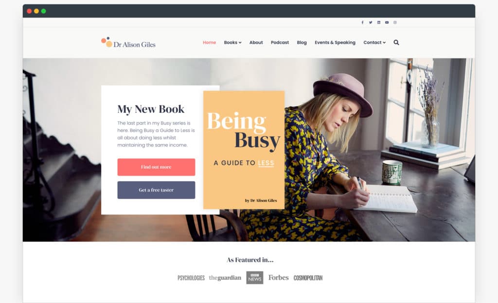 Author Website Template Homepage
