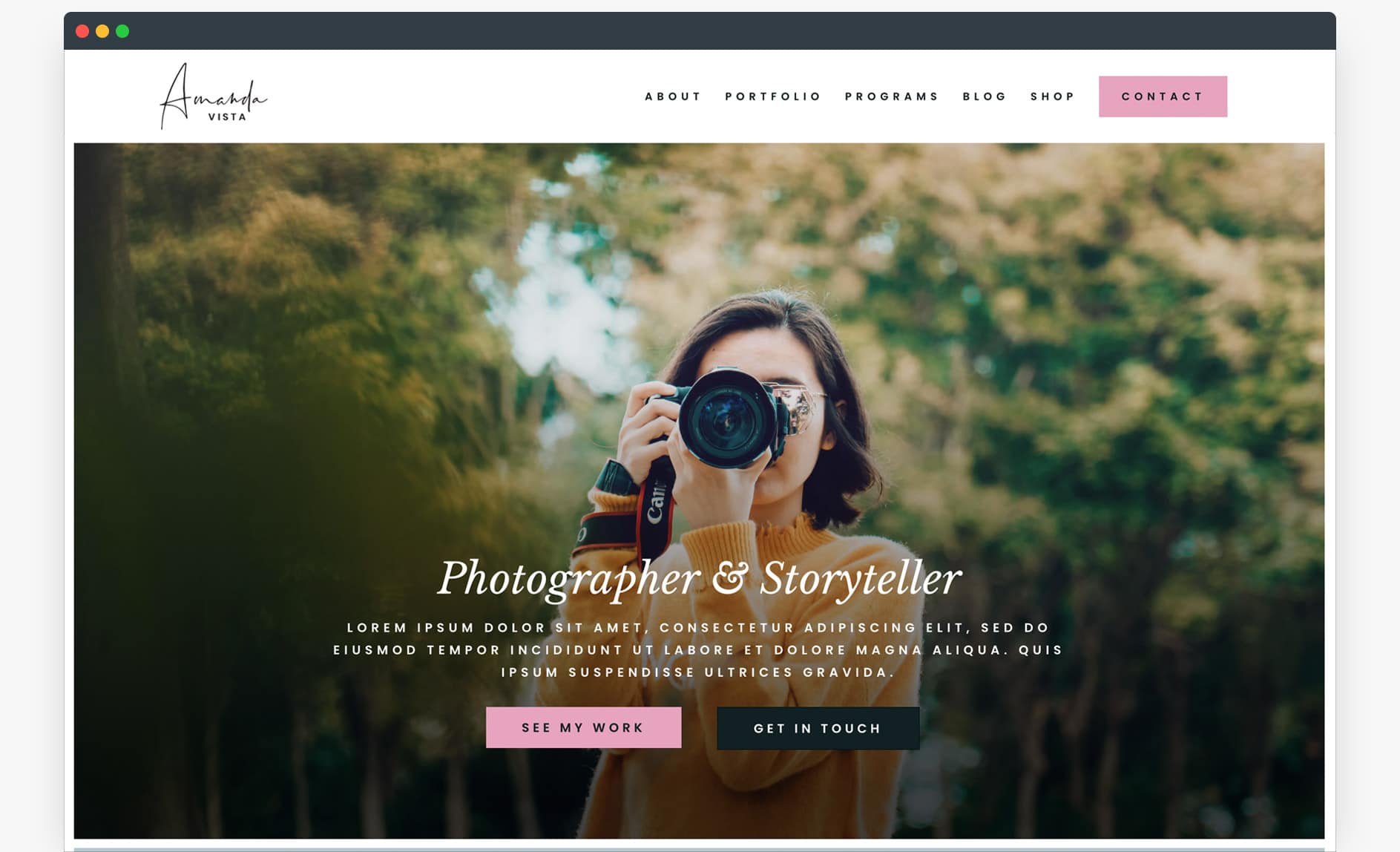 Photographer website template
