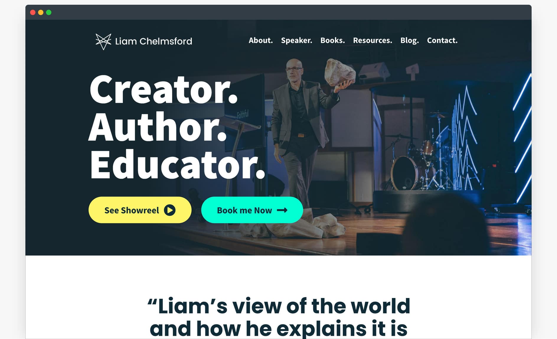 Screenshot of our Speaker website template