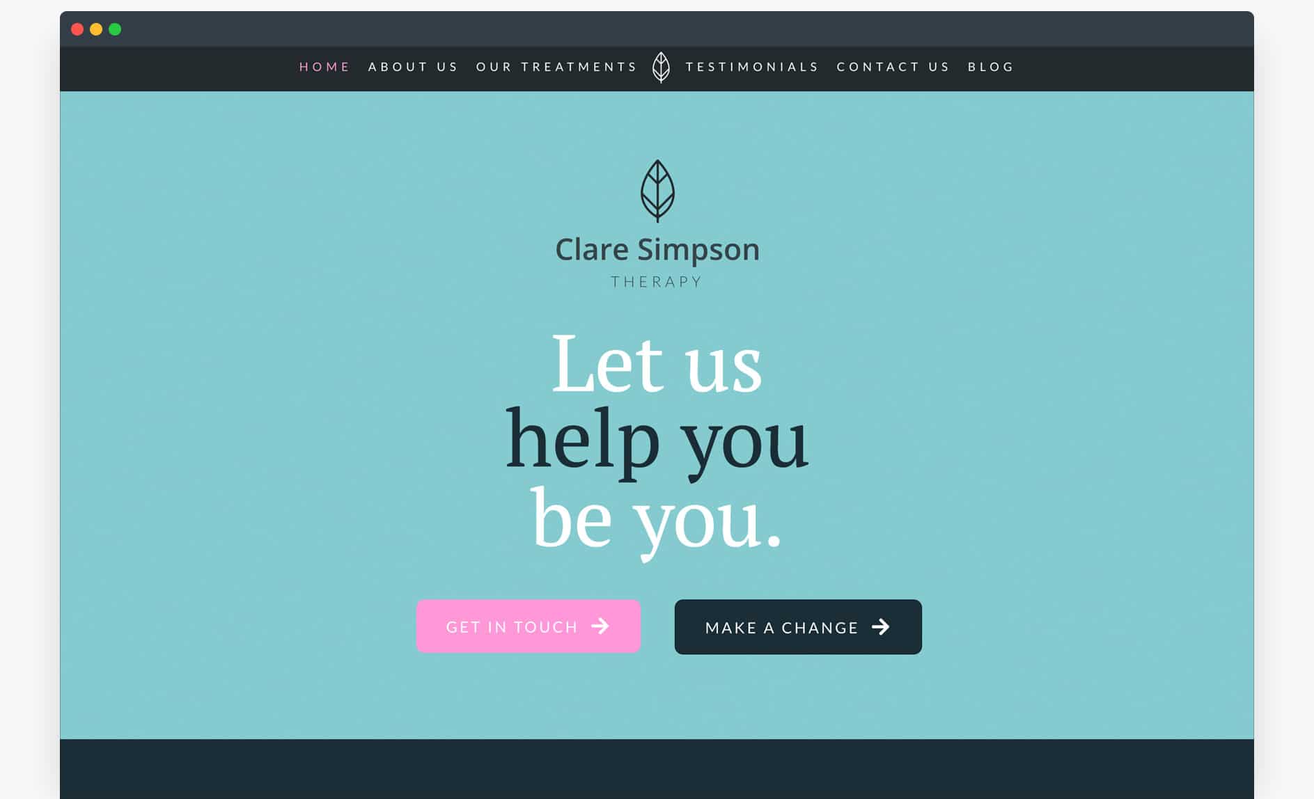 Screenshot of our Therapist website template