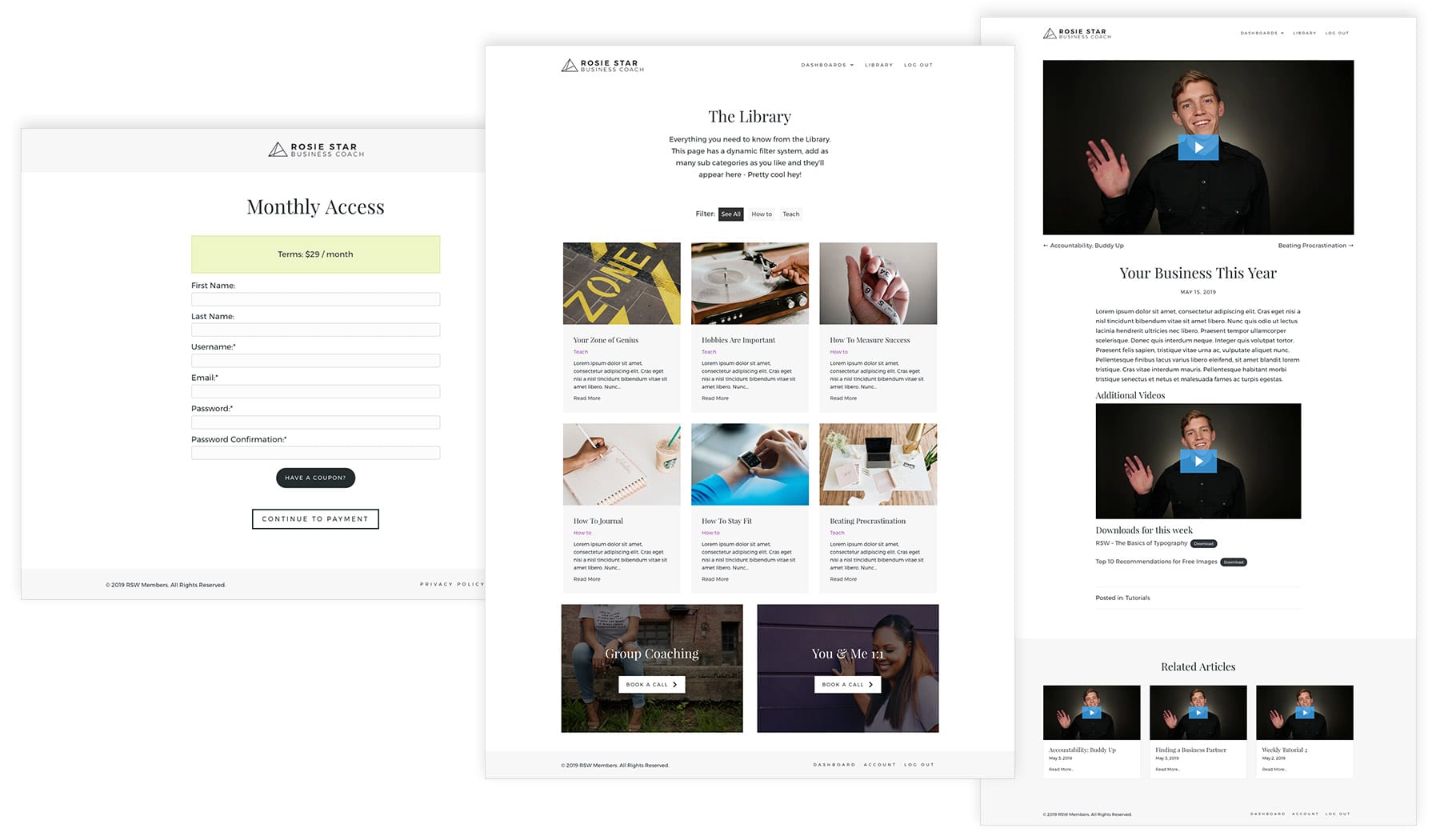 Membership Template - Screenshots
