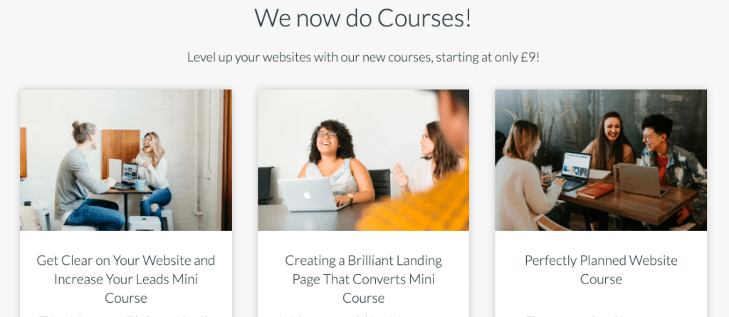 Image of website courses available to buy