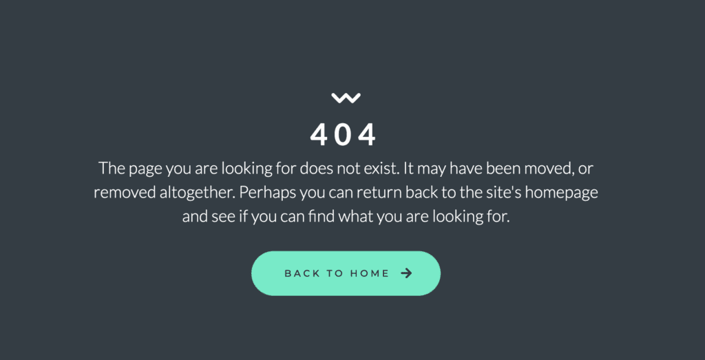 Example of a broken links 404 page