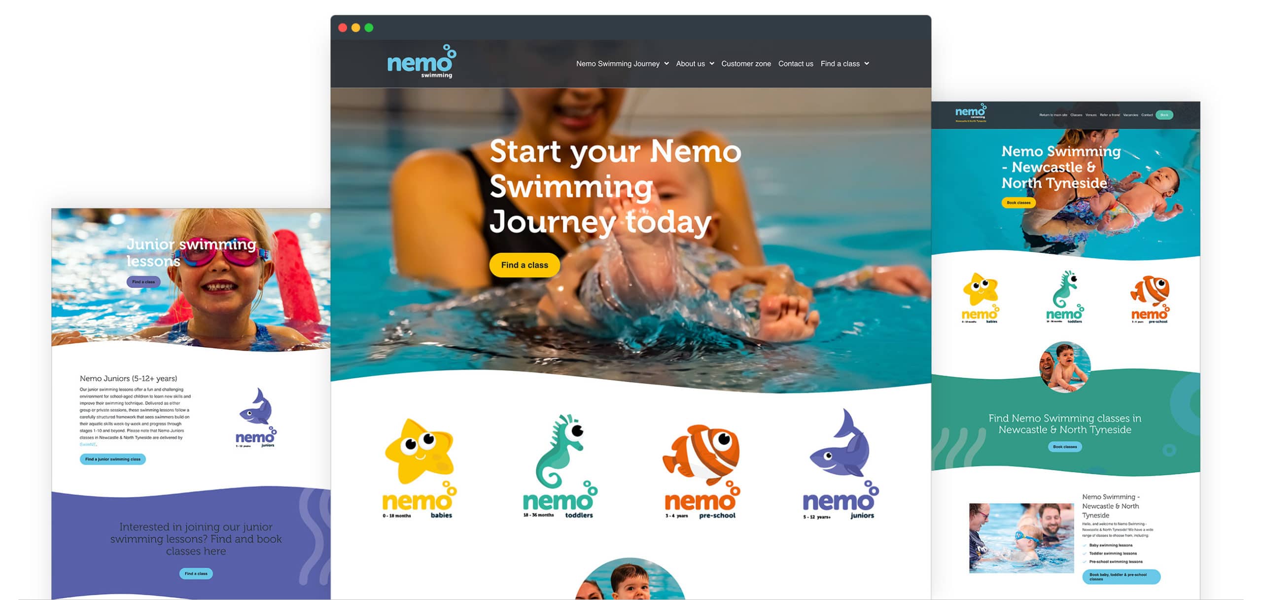 Screenshots of Nemo Swimming Website