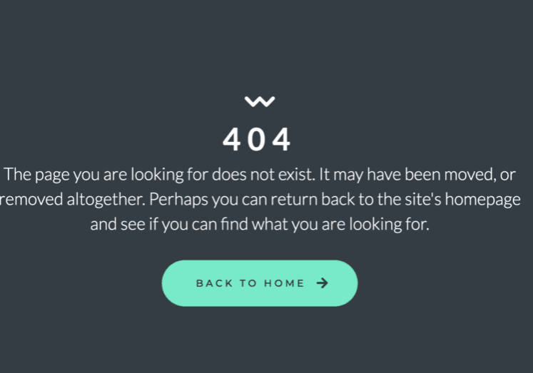Example of a broken links 404 page