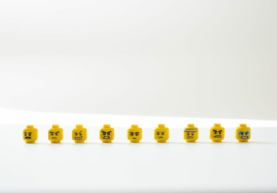 lego heads looking annoyed or angry