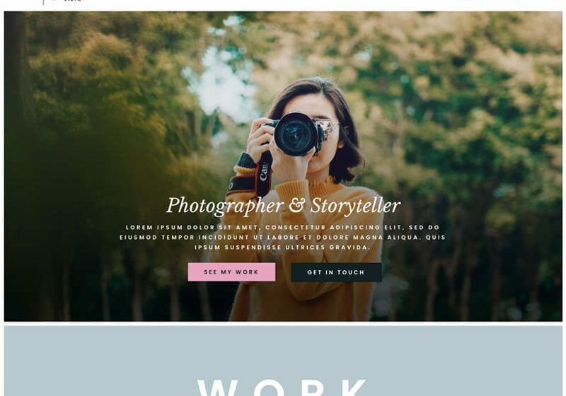 Screenshot of our Photographer website template