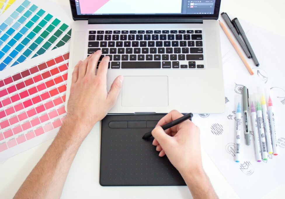 laptop being used for website design