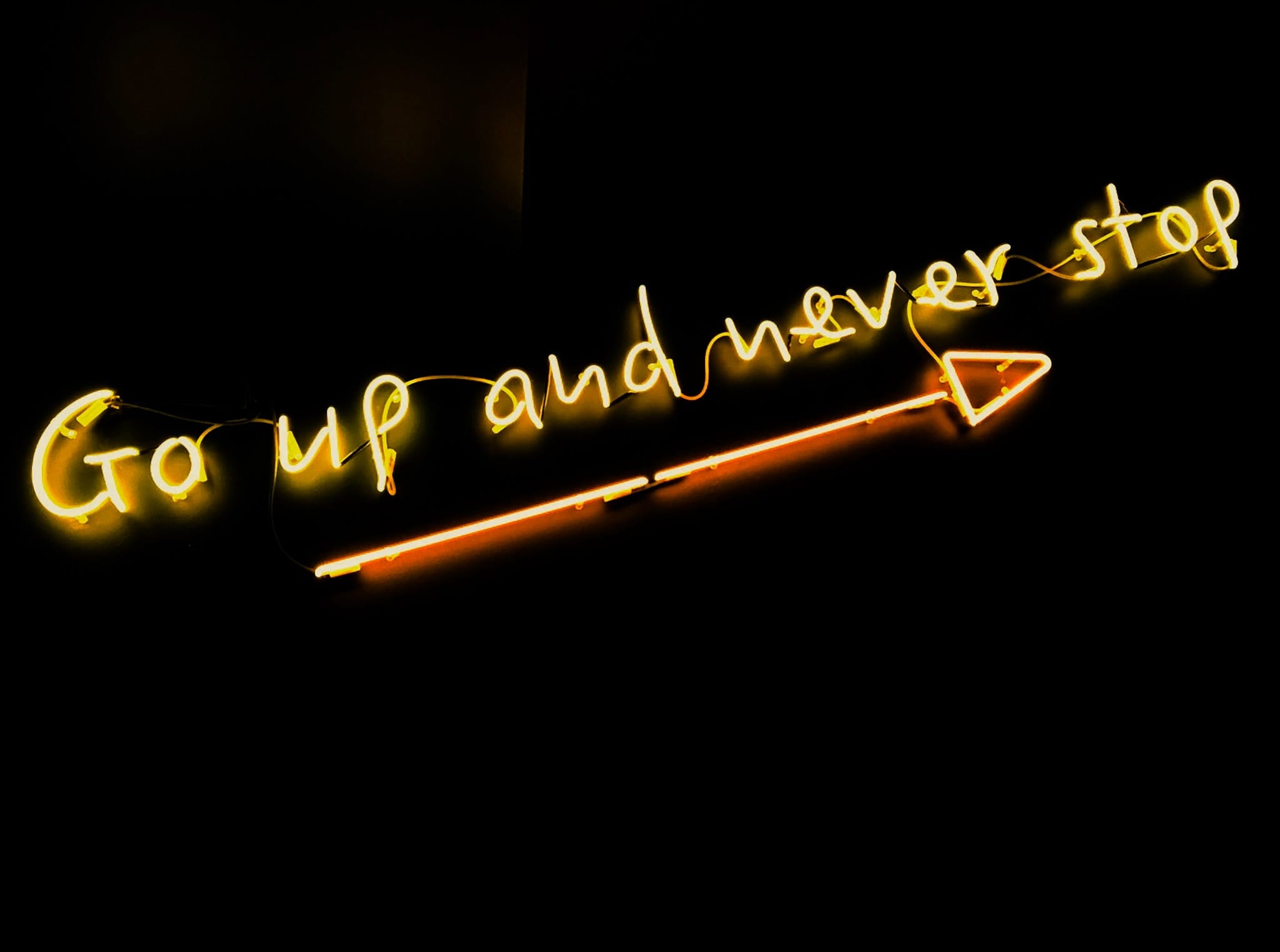"Go up and never stop" in lights