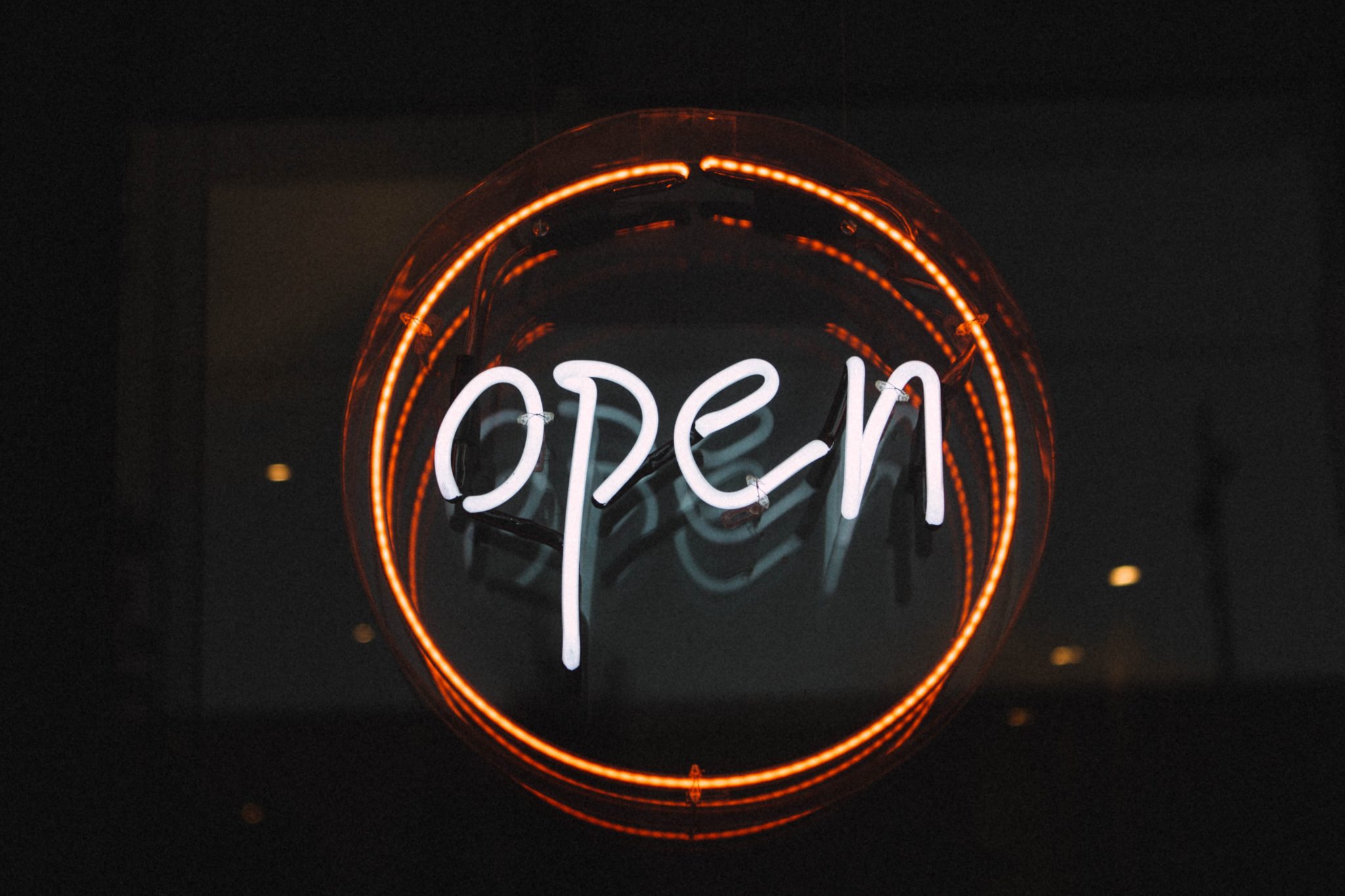 Lit up open sign