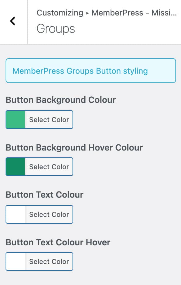 Group settings in Missing Bits for MemberPress WordPress plugin