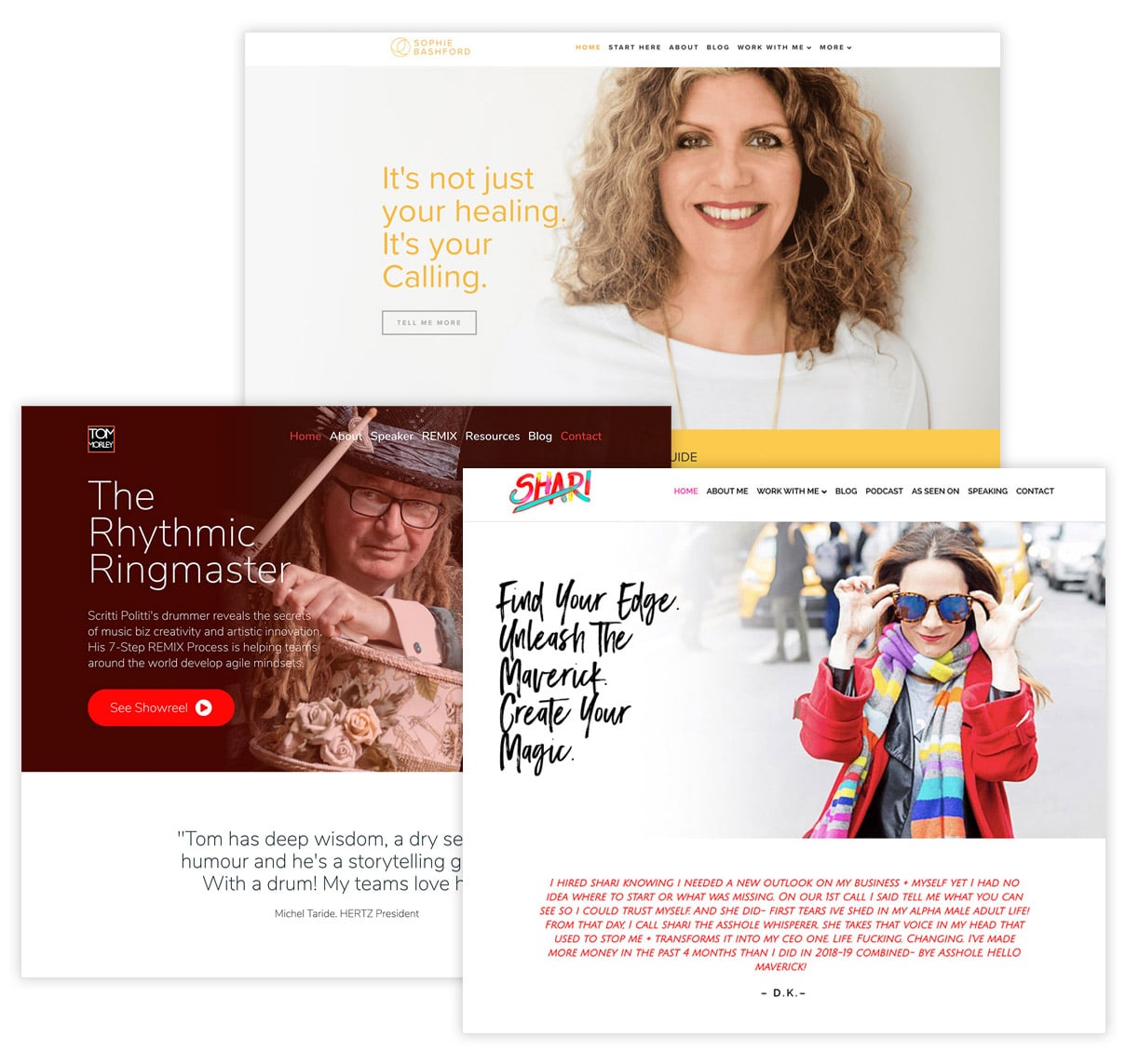 3 examples of a gret homepage with personality