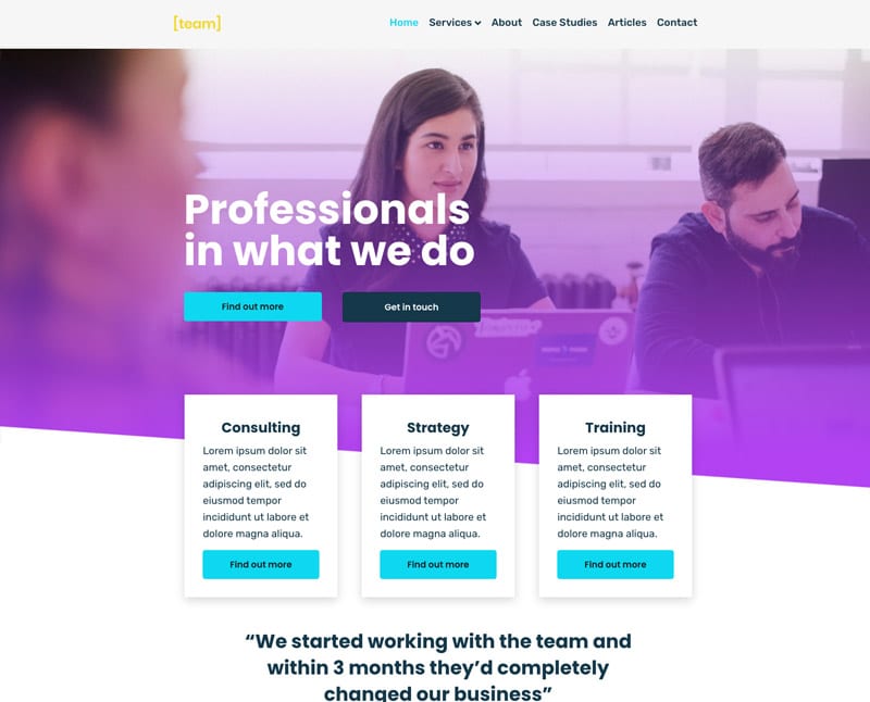 Screenshot of our Small Business website template