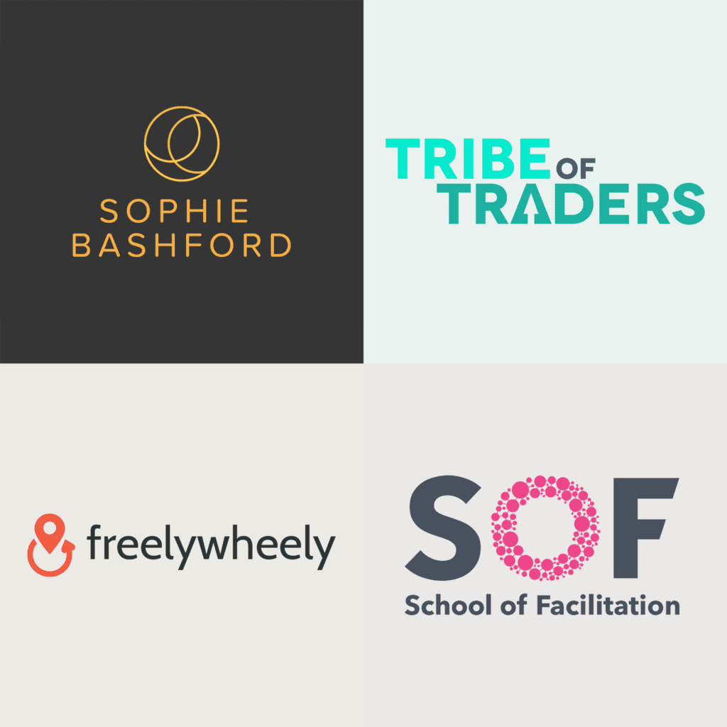 Example of 4 logos with simple but effective versatile designs