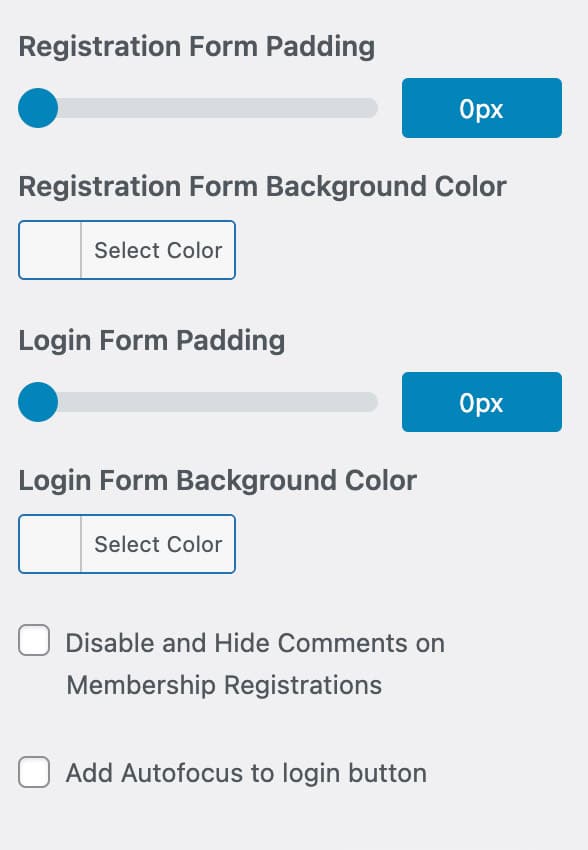 Customizer settings for Missing Bits for MemberPress WordPress plugin