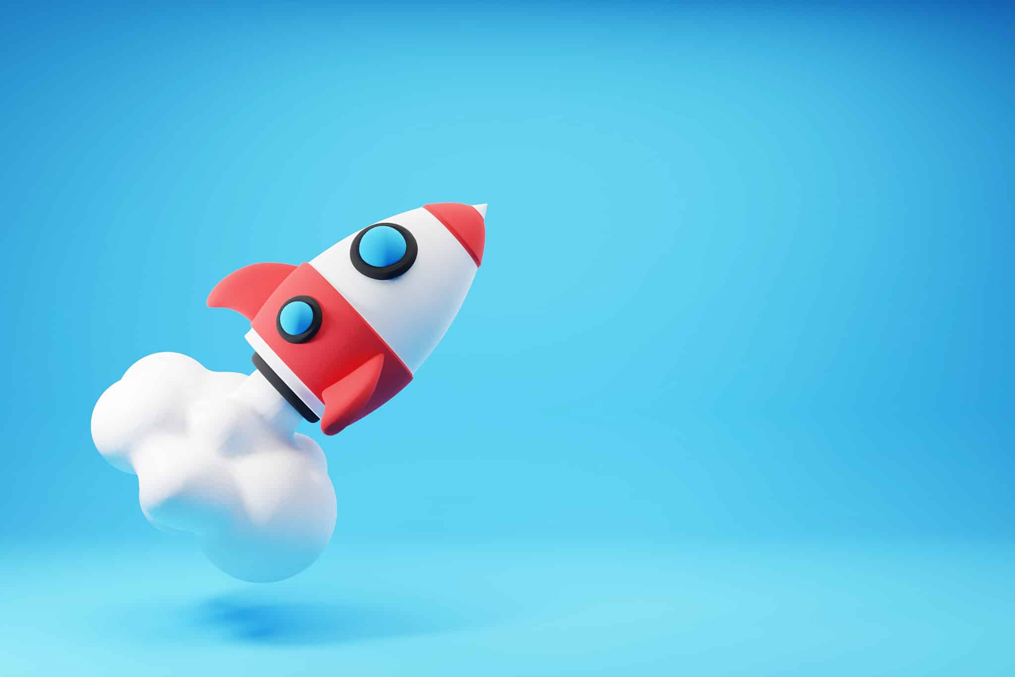 Rocket Launch illustration on blue background