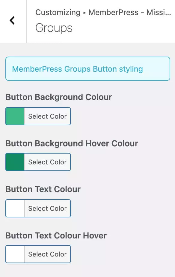 Group settings in Missing Bits for MemberPress WordPress plugin