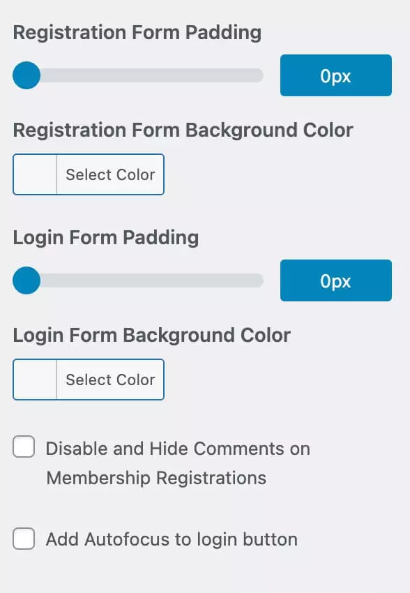 Customizer settings for Missing Bits for MemberPress WordPress plugin